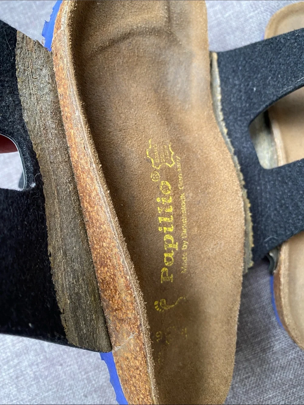 Birkenstock Kids Papillio 210 Sz 33 10 L2 Blue Cork Suede Sandals See Notes